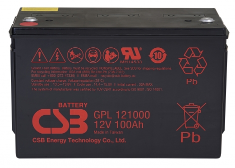 Аккумулятор CSB GPL 121000 12V, 100Ah, AGM, 10-12 лет