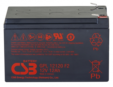 Аккумулятор CSB GPL 12120 12V, 12Ah, AGM, 10-12 лет