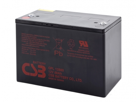 Аккумулятор CSB GPL 12880, напряжение 12V, емкость 88Ah, 306х172х211 мм, увеличенный срок службы