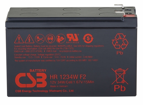 Аккумулятор CSB HR1234W 12V, 9Ah, AGM, 5 лет