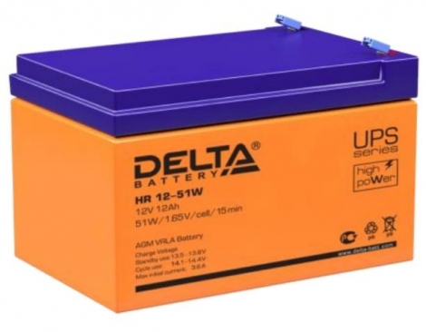 Фото 1: Delta HR 12-51W Аккумуляторная батарея 12V 12Ah