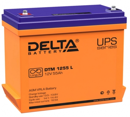 Фото 1: Аккумуляторная батарея 12V 55Ah Delta DTM 1255 L