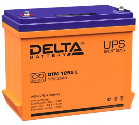 Фото 1: Аккумуляторная батарея 12V 55Ah Delta DTM 1255 L