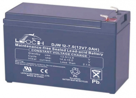 Аккумулятор Leoch DJW 12-7, напряжение 12V, емкость 7Ah, 151x65x94 mm
