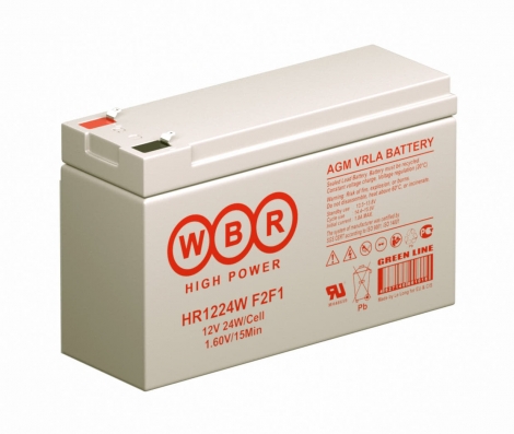 Аккумулятор WBR HR1224W, напряжение и емкость 12V 7Ah, AGM