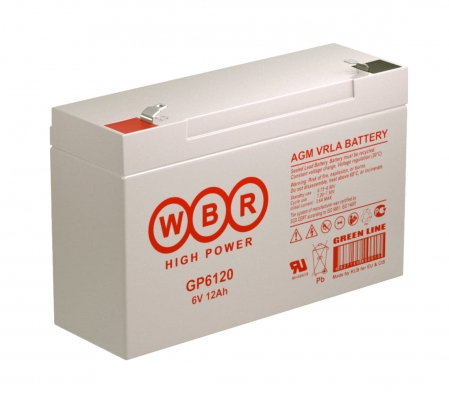 Аккумулятор WBR GP 6120 6V 12Ah, напряжение и емкость 6V 12Ah, AGM