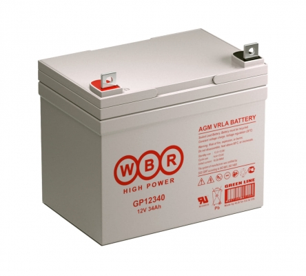 Аккумулятор WBR GP 12340, напряжение и емкость 12V 34Ah, AGM