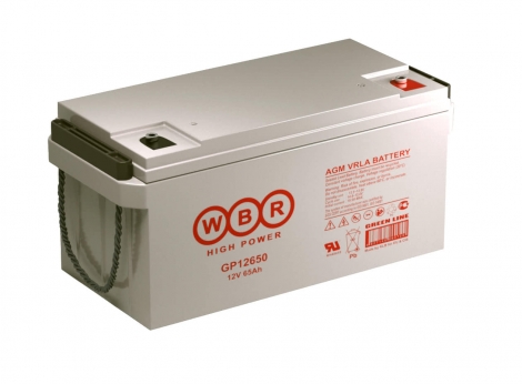 Аккумулятор WBR GP 12650, напряжение и емкость 12V 65Ah, AGM