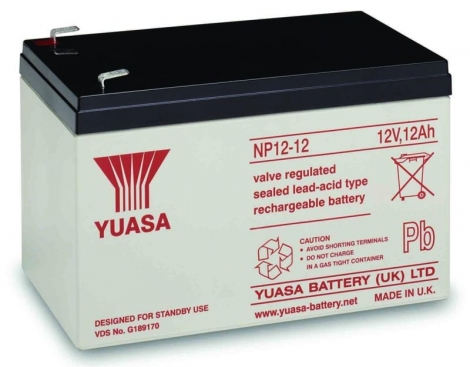 Аккумулятор Yuasa NP12-12, напряжение и емкость 12V 12Ah, 151х98х97.5 мм (ДхШхВ), 4.05 кг, AGM, до 5 лет