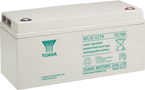 Аккумулятор Yuasa NPL78-12 IFR, напряжение и емкость 12V 78Ah, 380х166х174 мм (ДхШхВ), 27.5 кг, AGM, до 10 лет
