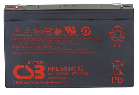 Аккумулятор CSB HRL 634W 6V, 8.5Ah, AGM, 8 лет