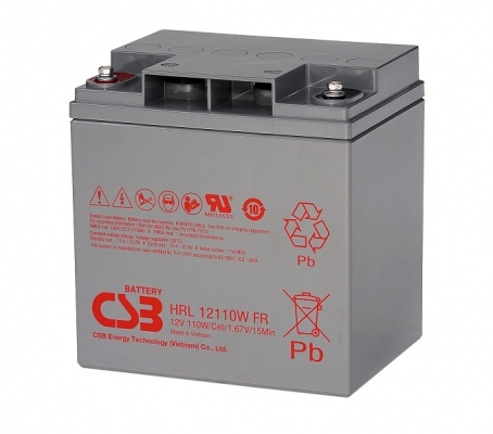 Аккумулятор CSB HRL 12110W, напряжение 12V, емкость 27.5Ah, 166x125x175 мм, увеличенный срок службы