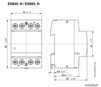 ESB63-40N-06 Контактор ABB 1SAE351111R0640 модульный 63А АС-1, 4НО, катушка 230В AC/DC - фото 3